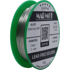 Detail cívky pájecího drátu Marmot Sn99,3Cu0,7NiP Ø 1,5 mm s tavidlem MTL568, 100g balení