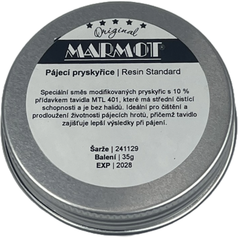 Tavidlo Resin Standard – detail balení s etiketou.