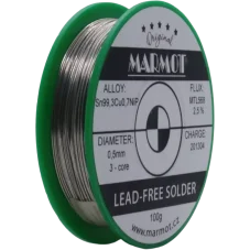 Detail cívky pájecího drátu Marmot Sn99,3Cu0,7NiP Ø 0,5 mm s tavidlem MTL568, 100g balení
