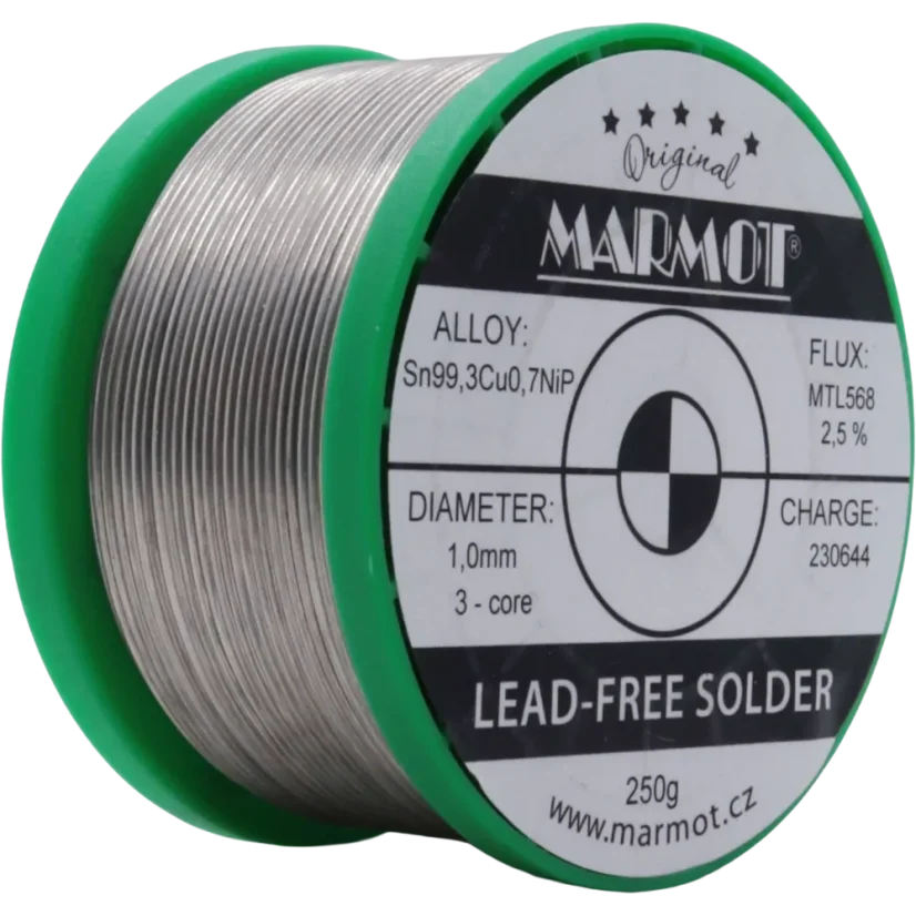 Bezolovnatá pájka Sn99,3Cu0,7NiP MTL568 Ø 1mm - Balení: 250 g