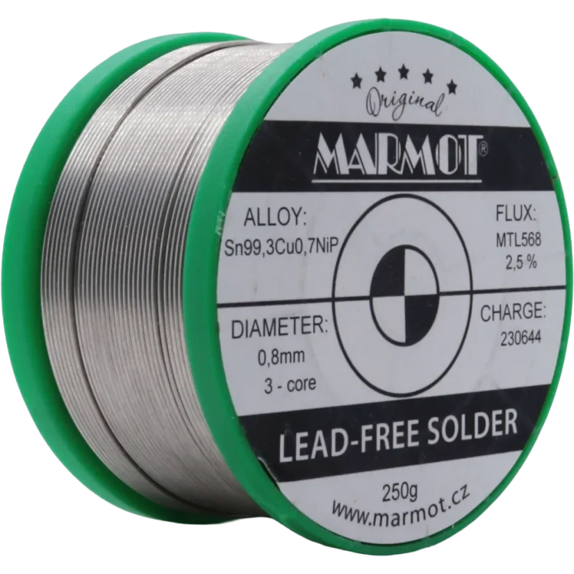 Bezolovnatá pájka Sn99,3Cu0,7NiP MTL568 Ø 0,8mm - Balení: 250 g