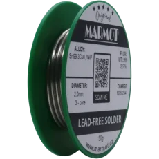 Detail cívky pájecího drátu Marmot Sn99,3Cu0,7NiP Ø 2,0 mm s tavidlem MTL568, 50g balení