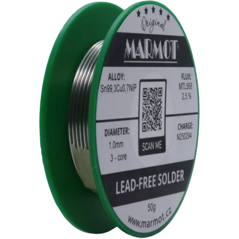 Bezolovnatá pájka Sn99,3Cu0,7NiP MTL568 Ø 1mm - Balení: 50 g