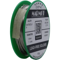 Detail cívky pájecího drátu Marmot Sn97Bi2Cu1P Ø 1,5 mm s tavidlem MTL568, 100g balení