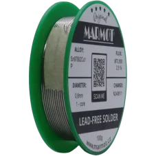 Detail cívky pájecího drátu Marmot Sn97Bi2Cu1P Ø 0,8 mm s tavidlem MTL568, 100g balení Detail cívky pájecího drátu Marmot Sn97Bi2Cu1P Ø 0,8 mm s tavidlem MTL568, 100g balení