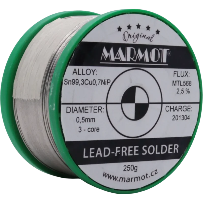 Bezolovnatá pájka Sn99,3Cu0,7NiP MTL568 Ø 0,5mm - Balení: 250 g