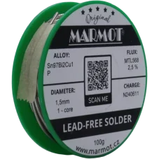 Bezolovnatá pájka s bismutem Marmot Sn97Bi2Cu1P Ø 1,5 mm s tavidlem MTL568 na 100g špulce