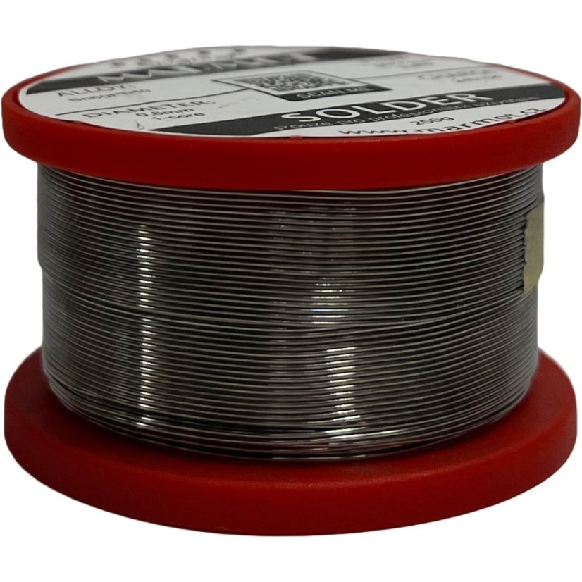 Olovnatá pájka Sn60Pb40, 250 g, průměr 0,8 mm – cívka s namotanou pájkou.