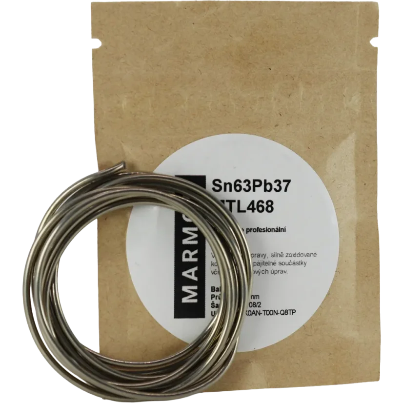 Pájecí cín olovnatý eutektický Sn63Pb37 MTL 468 Ø 1,5mm - Balení: 10 g Pájecí cín olovnatý eutektický Sn63Pb37 MTL 468 Ø 1,5mm - Balení: 10 g