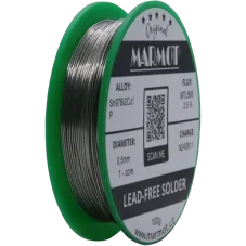 Detail cívky pájecího drátu Marmot Sn97Bi2Cu1P Ø 0,5 mm s tavidlem MTL568, 100g balení