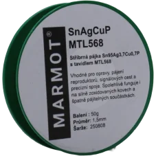 Pájecí cín se stříbrem Marmot SAC387 Ø 1,5 mm s tavidlem MTL568 na 50g špulce