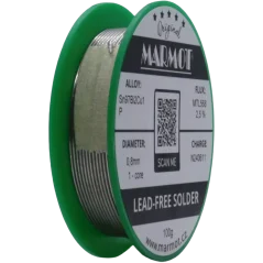 Detail cívky pájecího drátu Marmot Sn97Bi2Cu1P Ø 0,8 mm s tavidlem MTL568, 100g balení