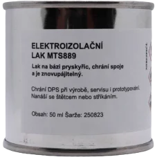 MTS 889 pájitelný ochranný lak — detail etikety s UV kontrolou pro DPS MTS 889 pájitelný ochranný lak — detail etikety s UV kontrolou pro DPS