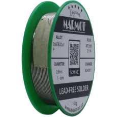 Detail cívky pájecího drátu Marmot Sn97Bi2Cu1P Ø 0,8 mm s tavidlem MTL568, 100g balení Detail cívky pájecího drátu Marmot Sn97Bi2Cu1P Ø 0,8 mm s tavidlem MTL568, 100g balení