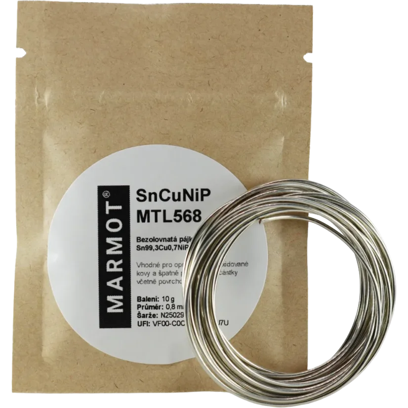 Bezolovnatá pájka Sn99,3Cu0,7NiP MTL568 Ø 1,5mm - Balení: 10 g