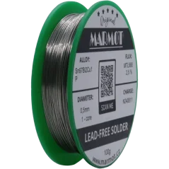 Detail cívky pájecího drátu Marmot Sn97Bi2Cu1P Ø 0,5 mm s tavidlem MTL568, 100g balení